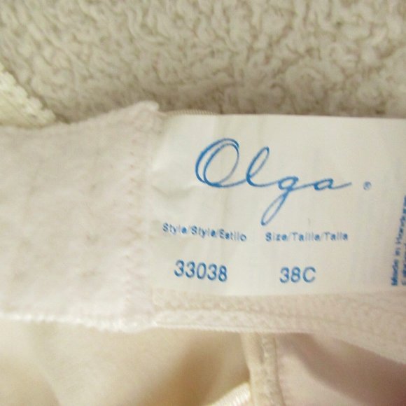 New Olga Bra 38C Underwire Cream Green Floral Embroidered Vintage 33038 - Picture 7 of 7